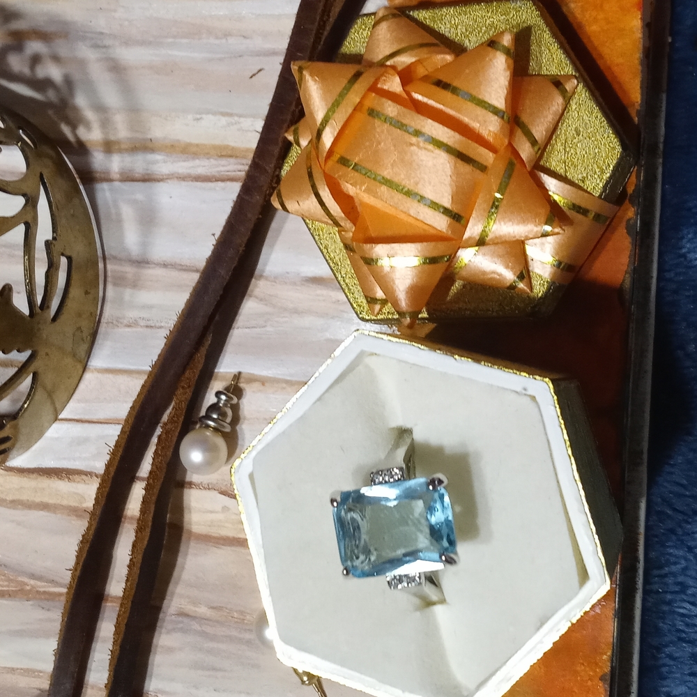 Blue Topaz Silver Plated Ring